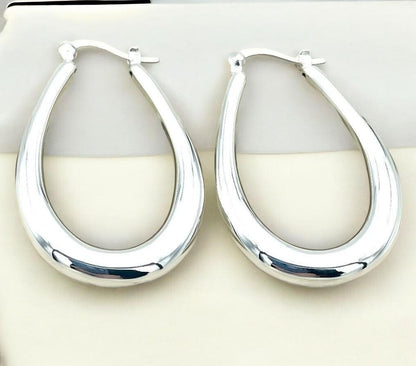 925 STERLING SILVER HOOP EARRINGS LIGHTWEIGHT LATCH BACK 1647