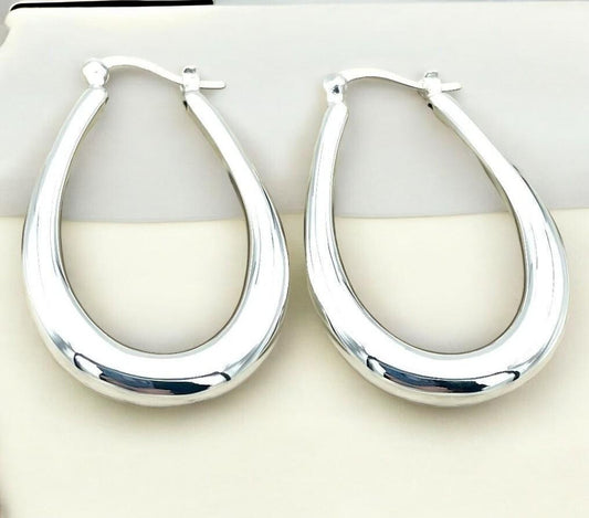925 STERLING SILVER HOOP EARRINGS LIGHTWEIGHT LATCH BACK 1647
