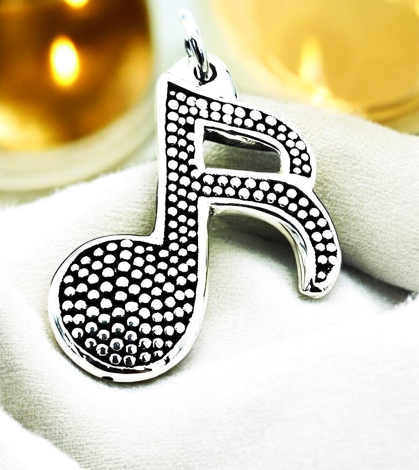 925 Silver Light Weight Music Note Necklace- Chain Sold Separate 1456
