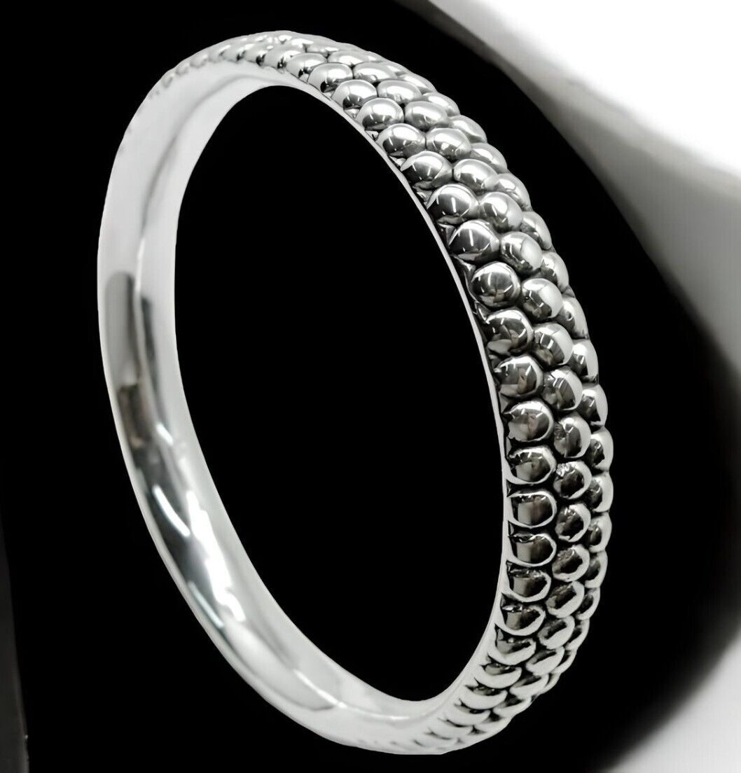 925 STERLING SILVER DOT DESIGN SLIP ON BANGLE BRACELET LIGHTWEIGHT 7.75" 1550