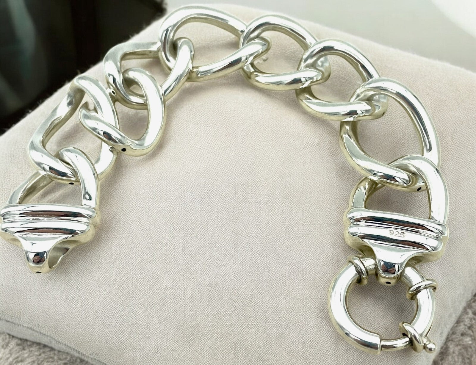 925 STERLING SILVER 8" CURB LINK BRACELET SPRING RING CLASP LIGHTWEIGHT 1644
