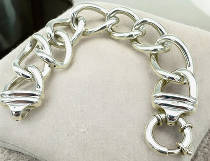 925 STERLING SILVER 8" CURB LINK BRACELET SPRING RING CLASP LIGHTWEIGHT 1644