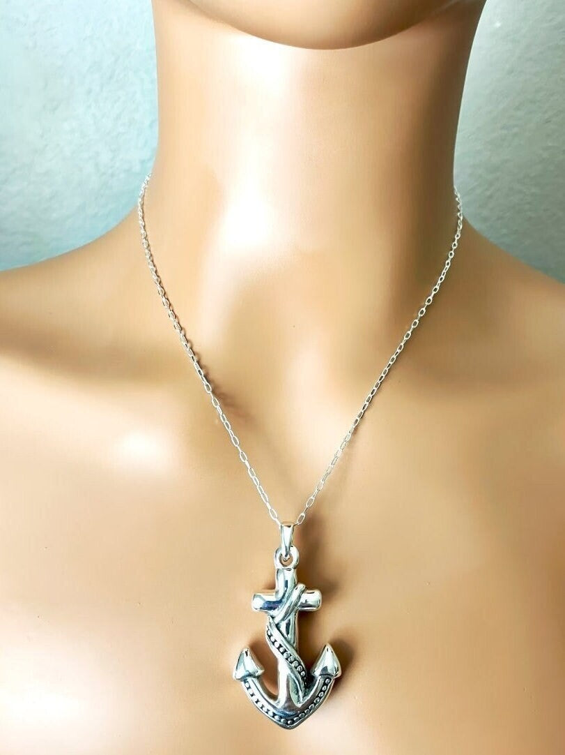 925 Silver Lightweight Anchor Pendant Necklace -  Chain Sold Separate 1465
