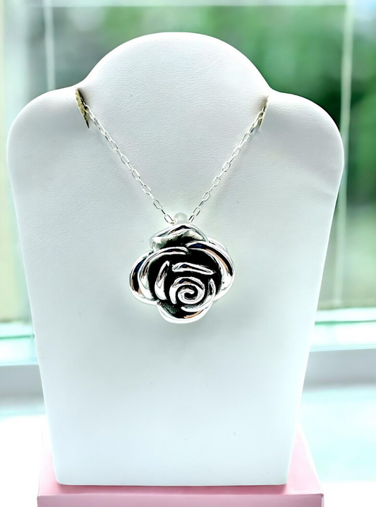 925 STERLING SILVER ROSE LIGHTWEIGHT PENDANT NECKLACE,CHAIN SOLD SEPARATELY 1544