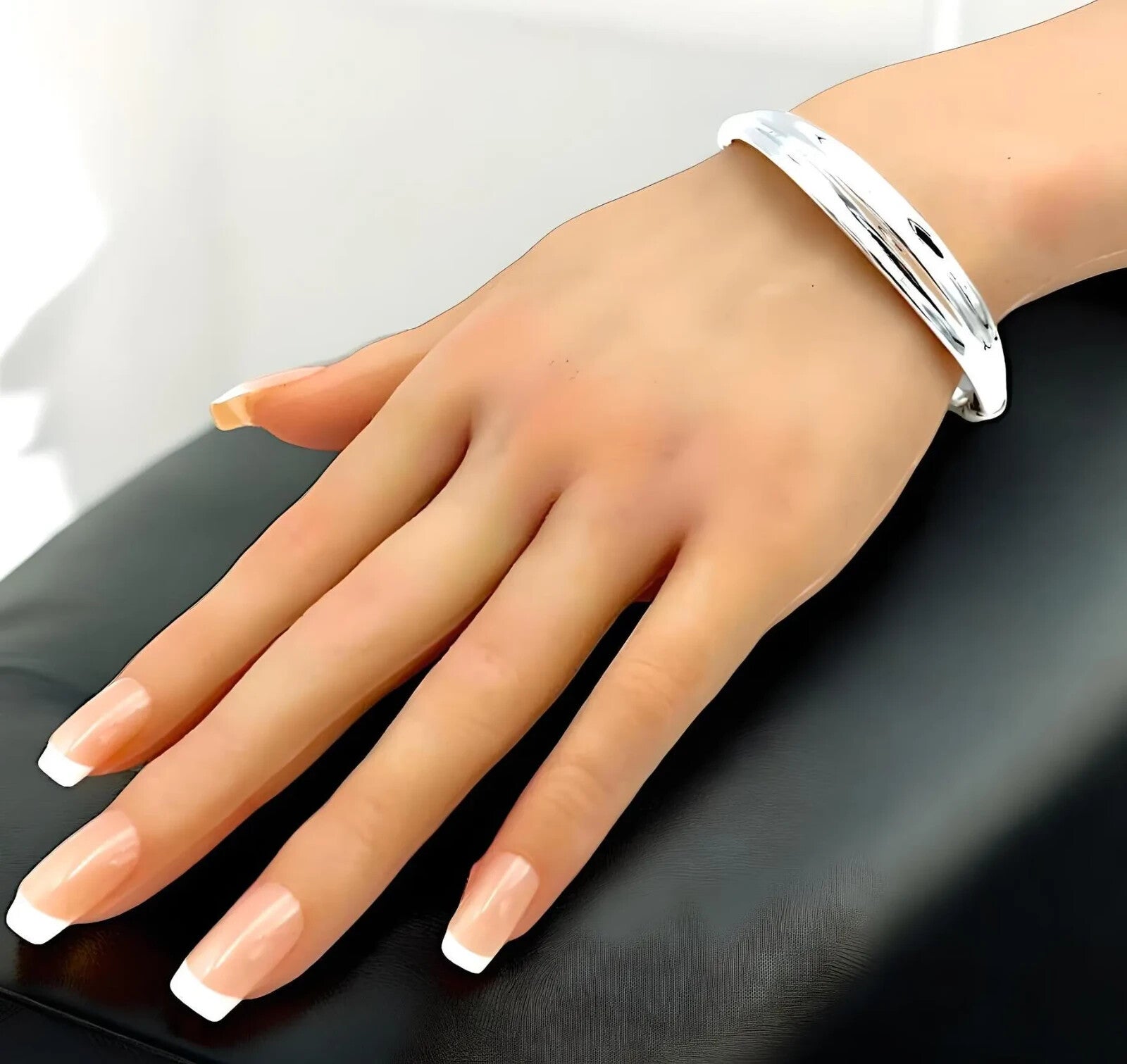 925 Sterling Silver 6.5" Rolling Bangle Bracelet- Sleek Simple Design 1212