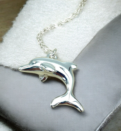925 STERLING SILVER DOLPHIN PENDANT LIGHTWEIGHT, CHAIN SOLD SEPARATELY 1624