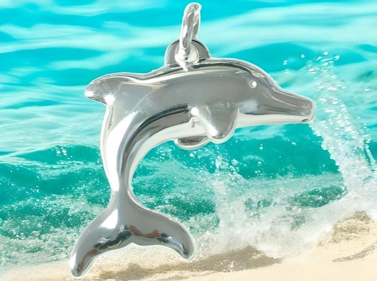 925 STERLING SILVER DOLPHIN PENDANT LIGHTWEIGHT, CHAIN SOLD SEPARATELY 1624