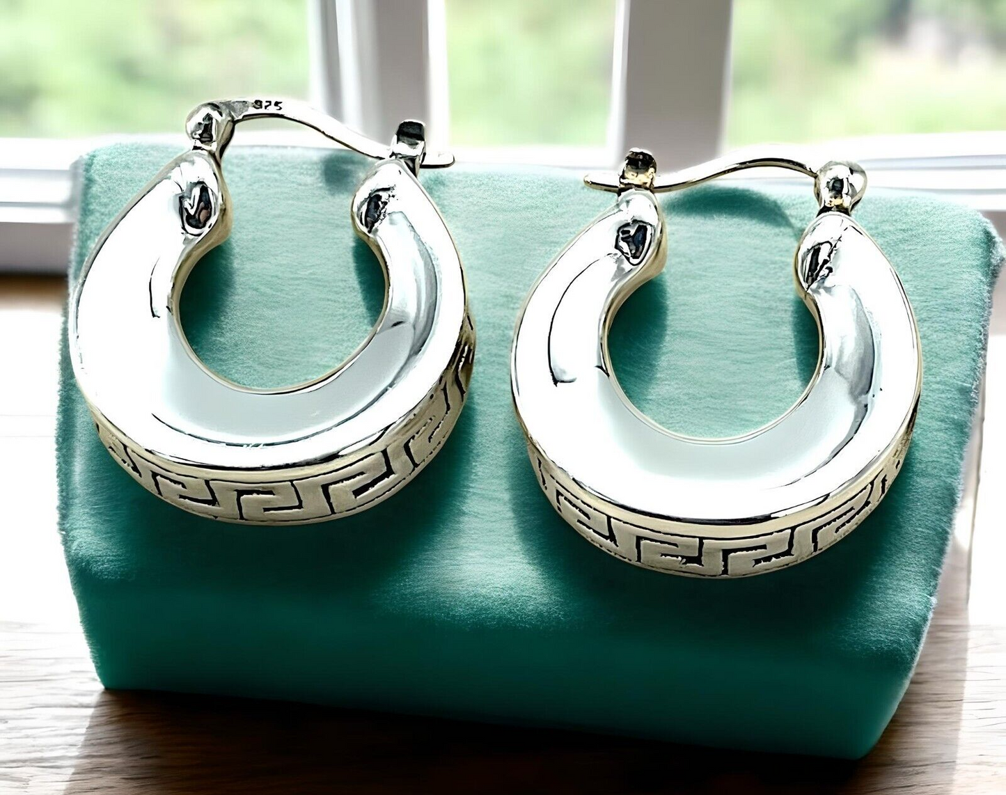 925 STERLING SILVER ELEGANT BOHO LATCH BACK HOOP EARRINGS LIGHTWEIGHT 1649