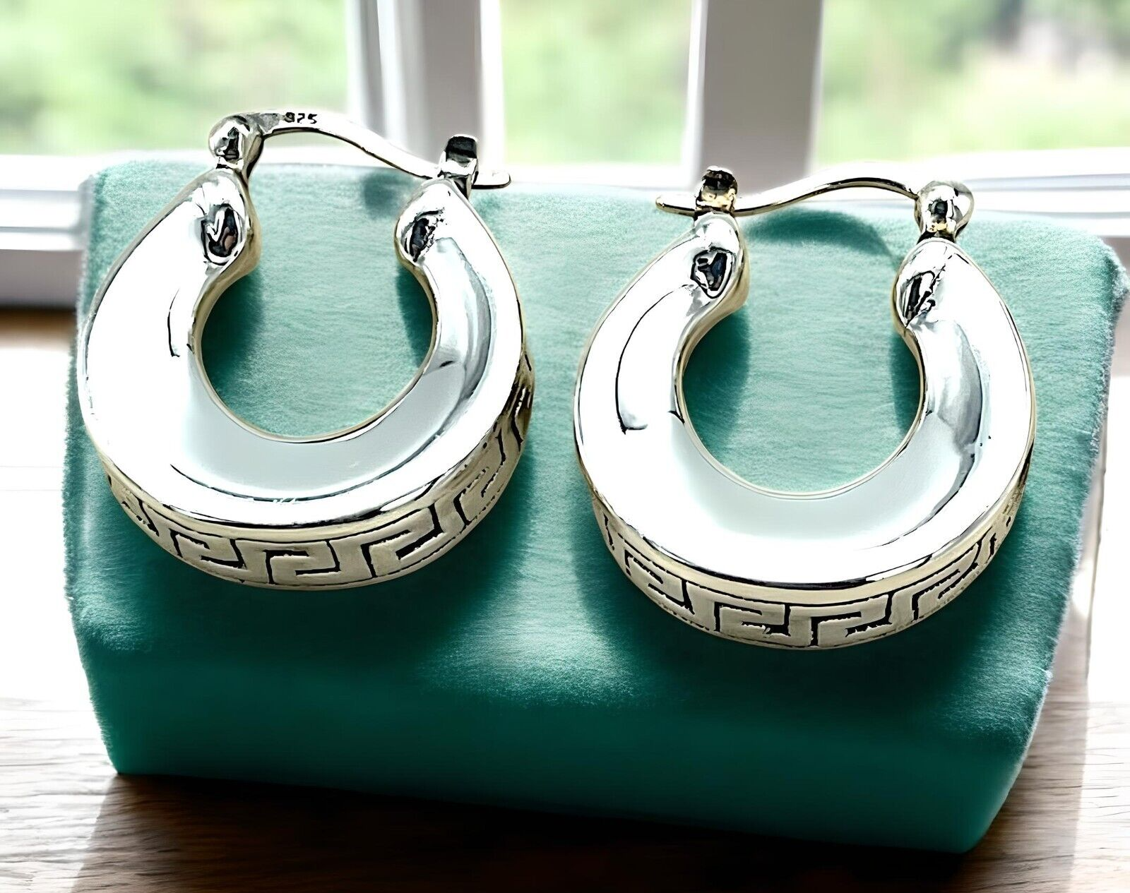 925 STERLING SILVER ELEGANT BOHO LATCH BACK HOOP EARRINGS LIGHTWEIGHT 1649