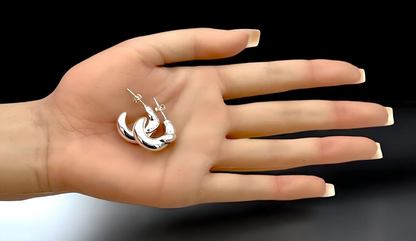 925 STERLING SILVER HUGGIE HOOP EARRINGS LIGHTWEIGHT PUSH BACK 1551