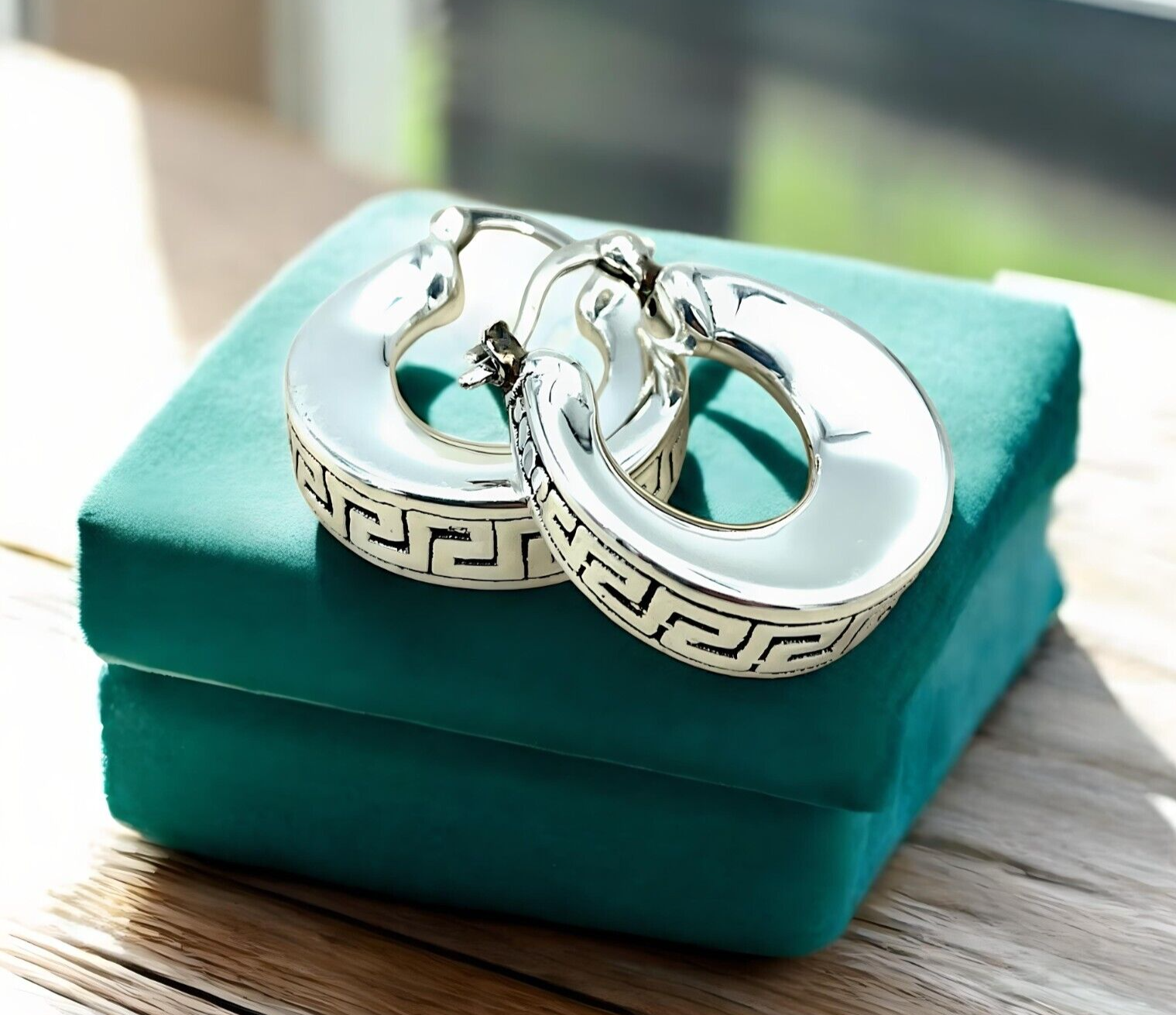 925 STERLING SILVER ELEGANT BOHO LATCH BACK HOOP EARRINGS LIGHTWEIGHT 1649