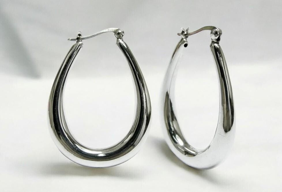 925 STERLING SILVER HOOP EARRINGS LIGHTWEIGHT LATCH BACK 1647