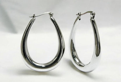 925 STERLING SILVER HOOP EARRINGS LIGHTWEIGHT LATCH BACK 1647