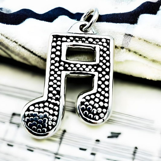 925 STERLING SILVER MUSIC NOTE PENDANT LIGHTWEIGHT, CHAIN SOLD SEPARATELY 1553