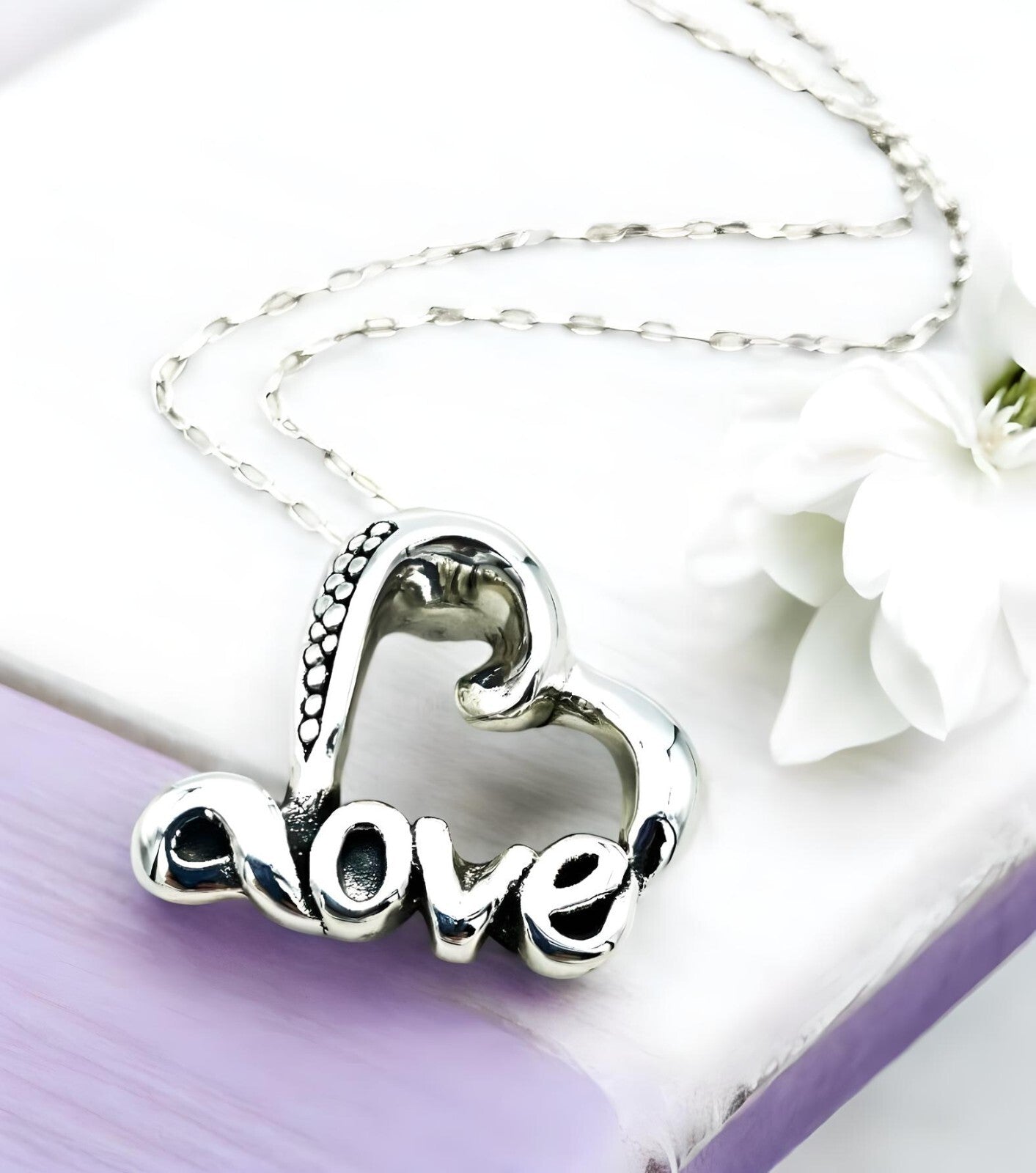 925 Silver, Light Weight LOVE Heart Pendant Necklace - Chain Sold Separate 1453
