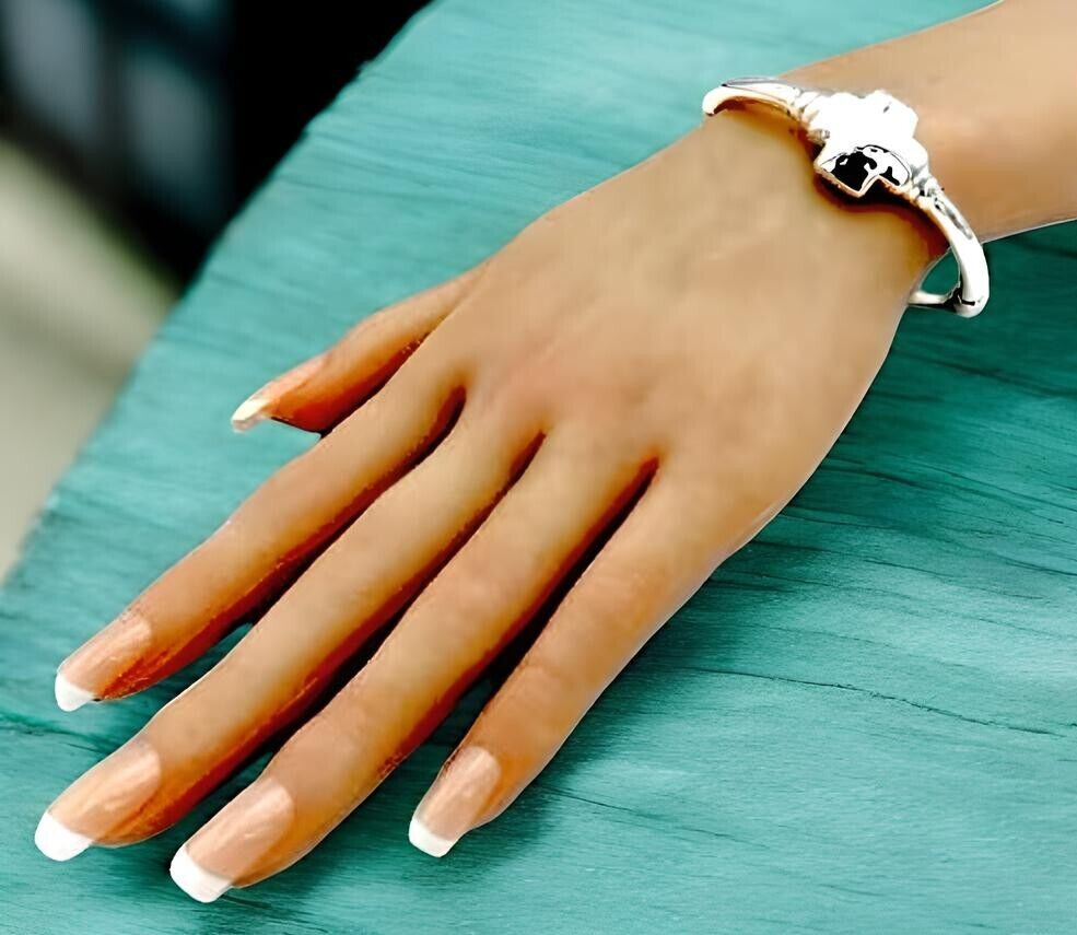 925 Sterling Silver Cross Bangle Bracelet - Lightweight Hammered 6.5" 1389