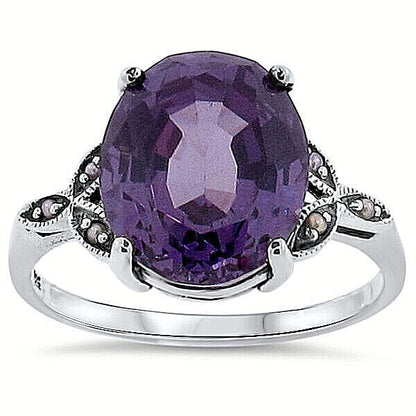 925 SILVER RING VICTORIAN STYLE 6.5 CT COLOR CHANGING SIMULATED ALEXANDRITE #139