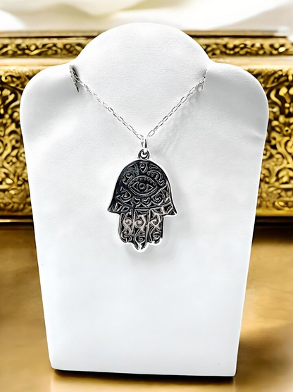 925 STERLING SILVER HAMSA HAND PENDANT LIGHTWEIGHT, CHAIN SOLD SEPARATELY 1661