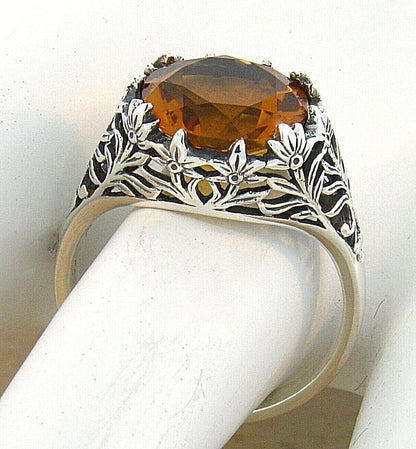 925 STERLING SILVER CLASSIC STYLE LAB-CREATED 3.5 CT CITRINE FILIGREE RING  #295