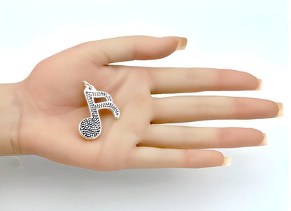 925 Silver Light Weight Music Note Necklace- Chain Sold Separate 1456
