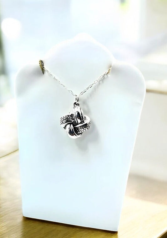 925 Sterling Silver Love Knot Necklace -Lightweight - Chain Sold Separate 1435