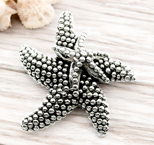 925 STERLING SILVER MOM & BABY STARFISH PENDANT, CHAIN SOLD SEPARATELY 1665