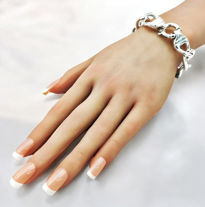 925 Sterling Lightweight Curb Link Bracelet - Sleek 7.5" Design 1491