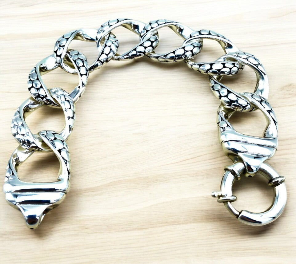 925 Silver Dot Design Curb Bracelet, Light & Comfy with Secure Ball Lock 1425