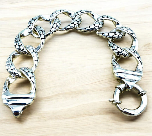 925 Silver Dot Design Curb Bracelet, Light & Comfy with Secure Ball Lock 1425