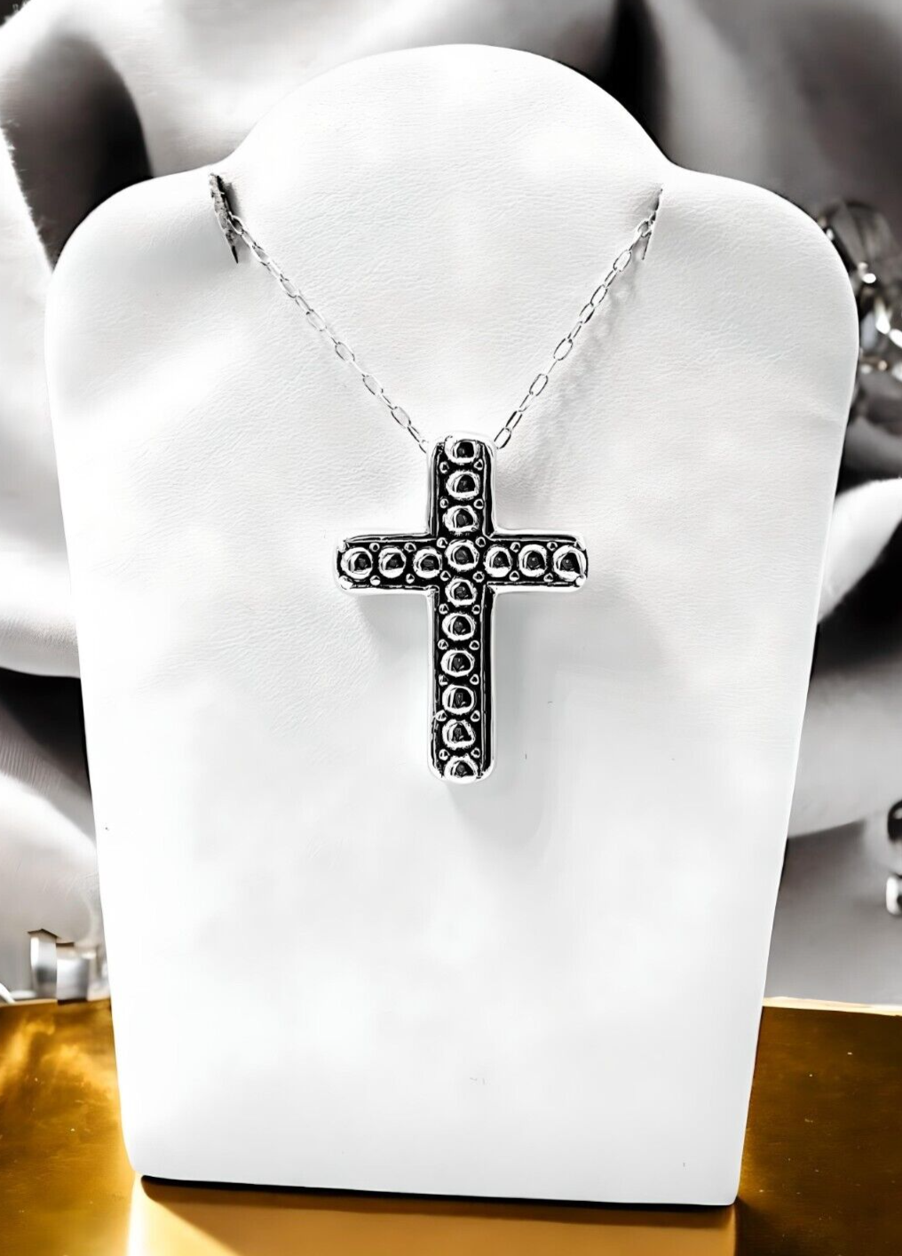 925 STERLING SILVER COBBLESTONE CROSS PENDANT, CHAIN SOLD SEPARATELY 1648