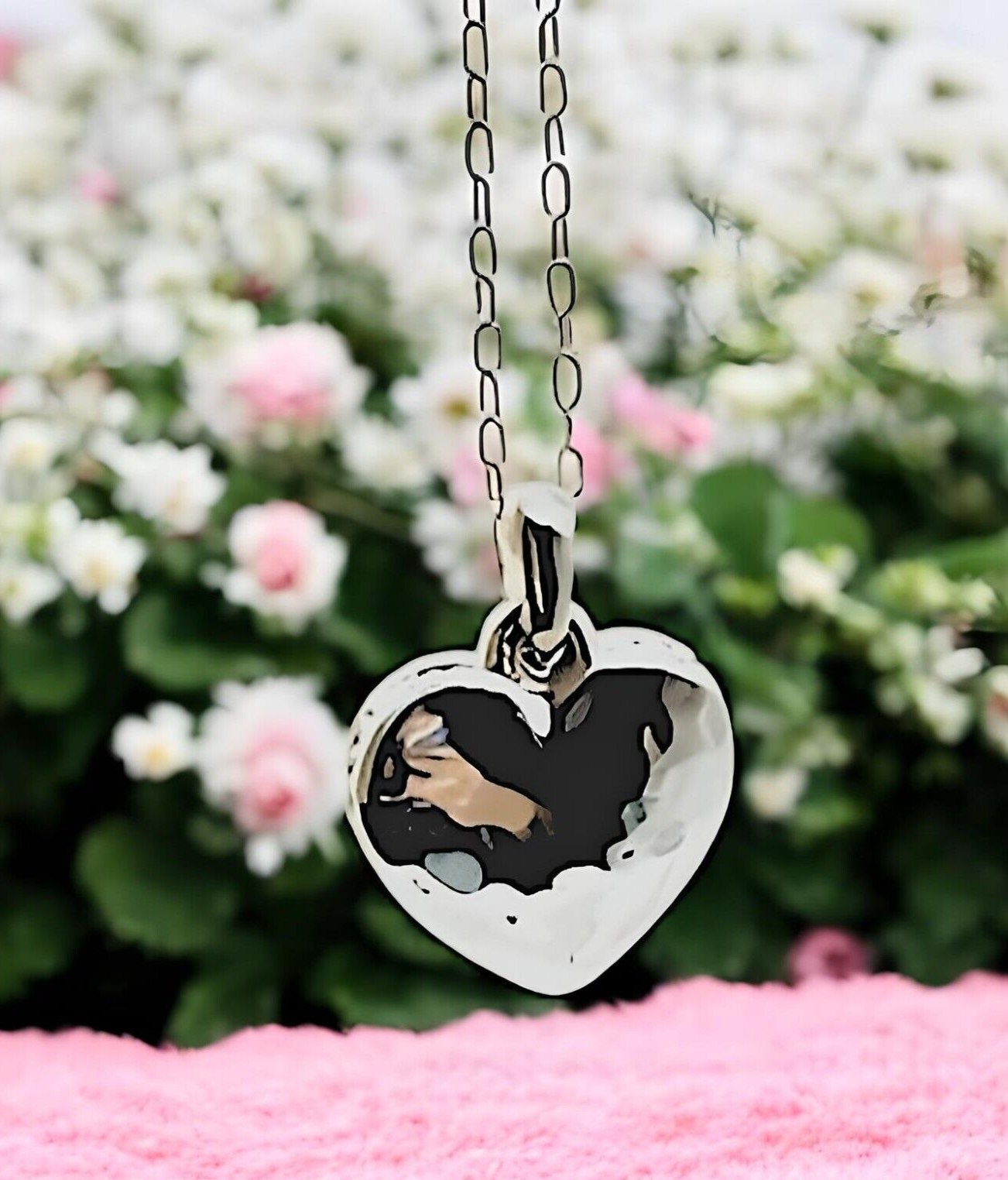 925 STERLING SILVER HAMMERED HEART PENDANT LIGHTWEIGHT, CHAIN SOLD SEPARATE 1639