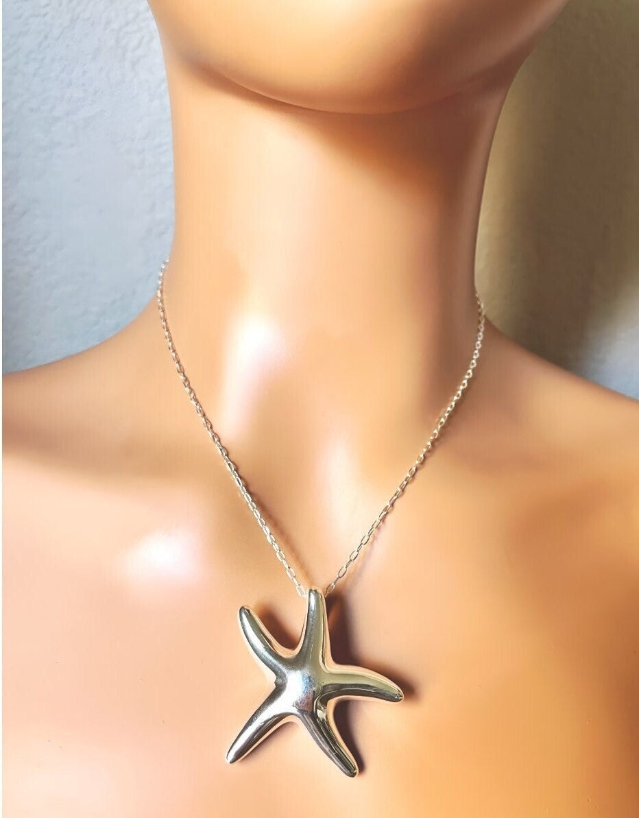 925 Lightweight Sterling Silver Starfish Pendant - Chain Sold Separate 1496