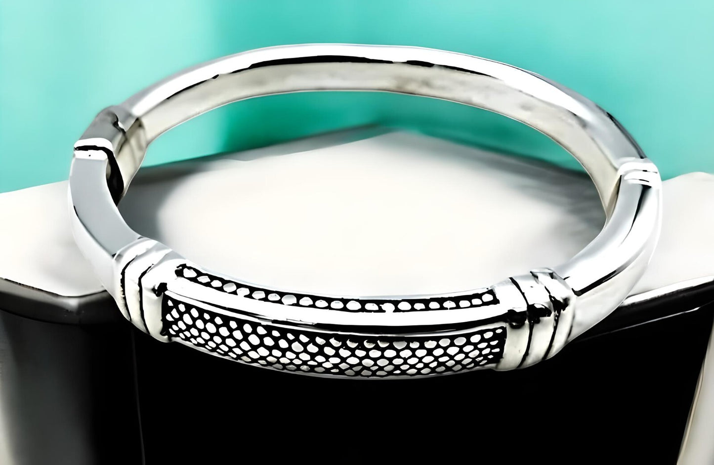 925 Sterling Silver Dot Bangle -6.5" Lightweight Stacking Bracelet 1239