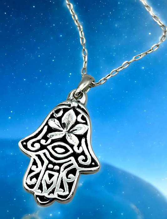 925 STERLING SILVER HAMSA HAND PENDANT LIGHTWEIGHT, CHAIN SOLD SEPARATELY 1686
