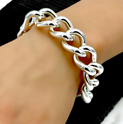 925 STERLING SILVER 7.5" CURB LINK BRACELET SPRING RING CLASP LIGHTWEIGHT 1569