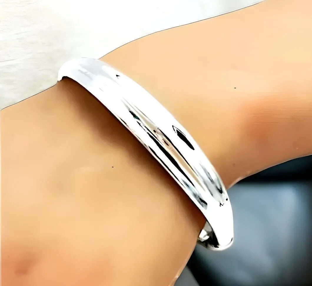 925 Sterling Silver 6.5" Rolling Bangle Bracelet- Sleek Simple Design 1212