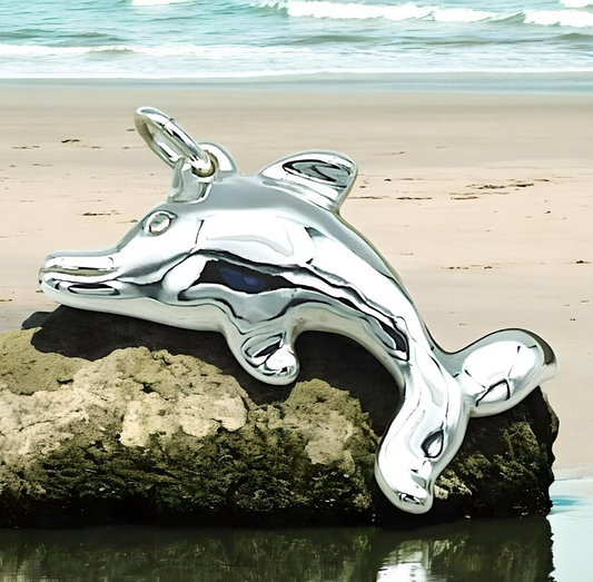 925 Sterling Silver Dolphin Pendant,Lightweight Charm,Chain Sold Separately 1380