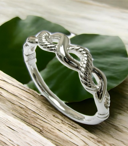 925 STERLING SILVER INTERLOCKING TWISTED PLAIN DESIGN 6.5" BANGLE BRACELET  1641