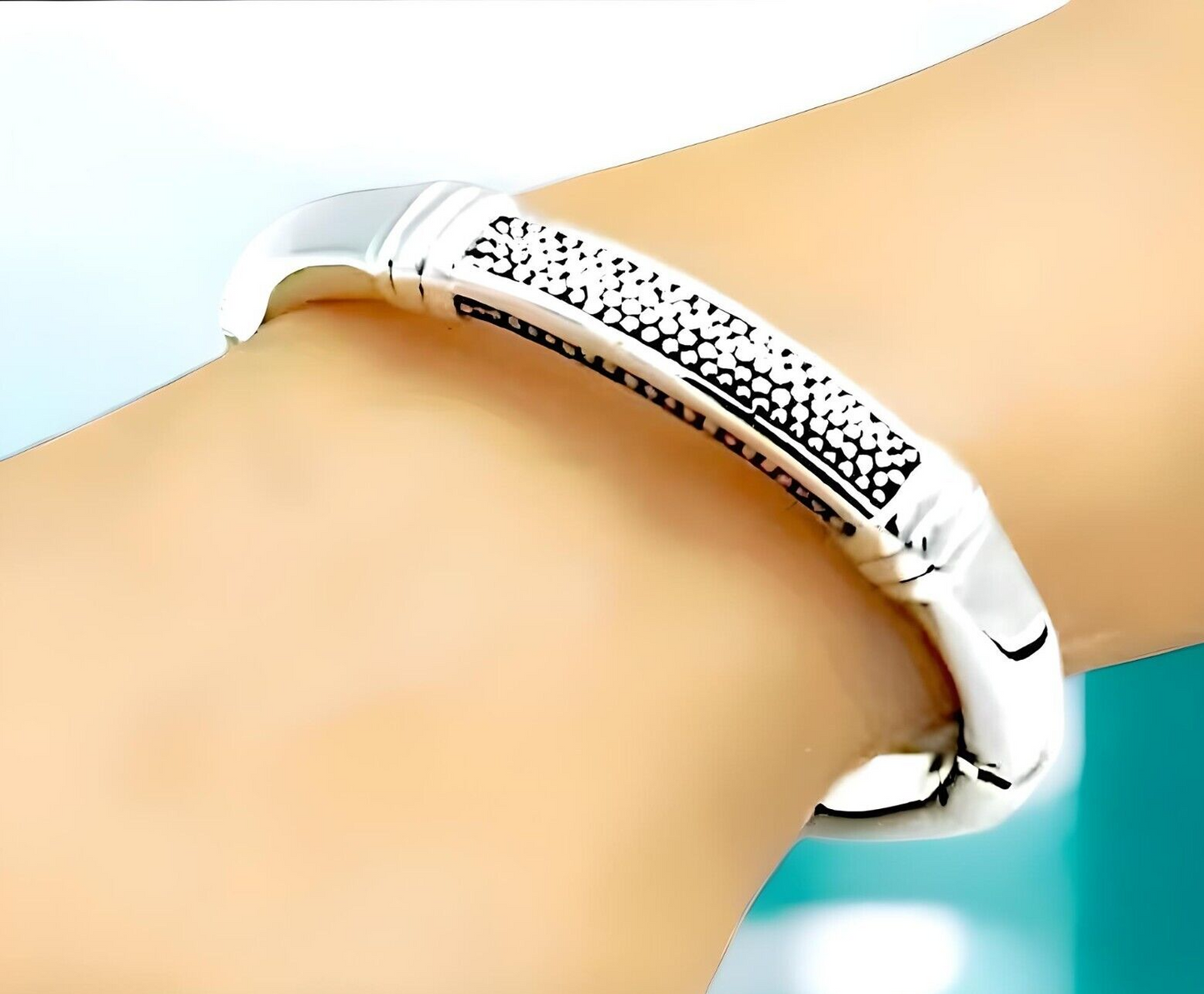 925 Sterling Silver Dot Bangle -6.5" Lightweight Stacking Bracelet 1239