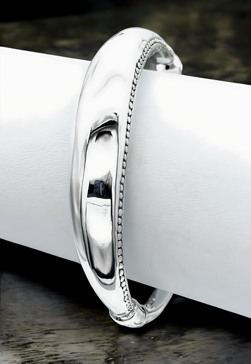 925 Sterling Silver Classic Simple Bangle-Lightweight Spring Hinged 6.5"  1498