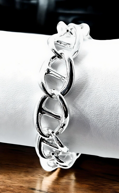 925 STERLING SILVER ANCHOR LINK  7.5" BRACELET LIGHTWEIGHT SPRING RING 1623