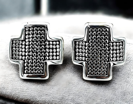 925 Sterling Silver Cross Earrings-Unisex Push Back Lightweight Design 1287