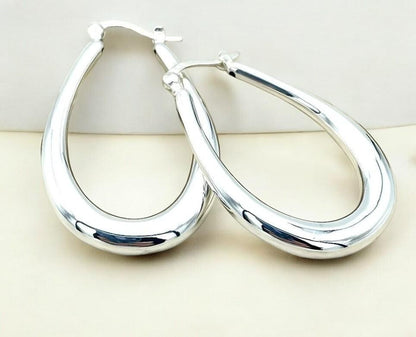 925 STERLING SILVER HOOP EARRINGS LIGHTWEIGHT LATCH BACK 1647