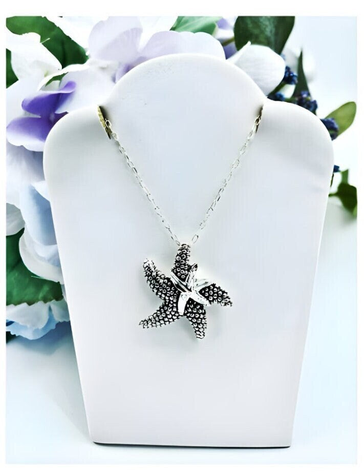 925 Silver Lightweight Mother Child Starfish Pendant - Chain Sold Separate 1474