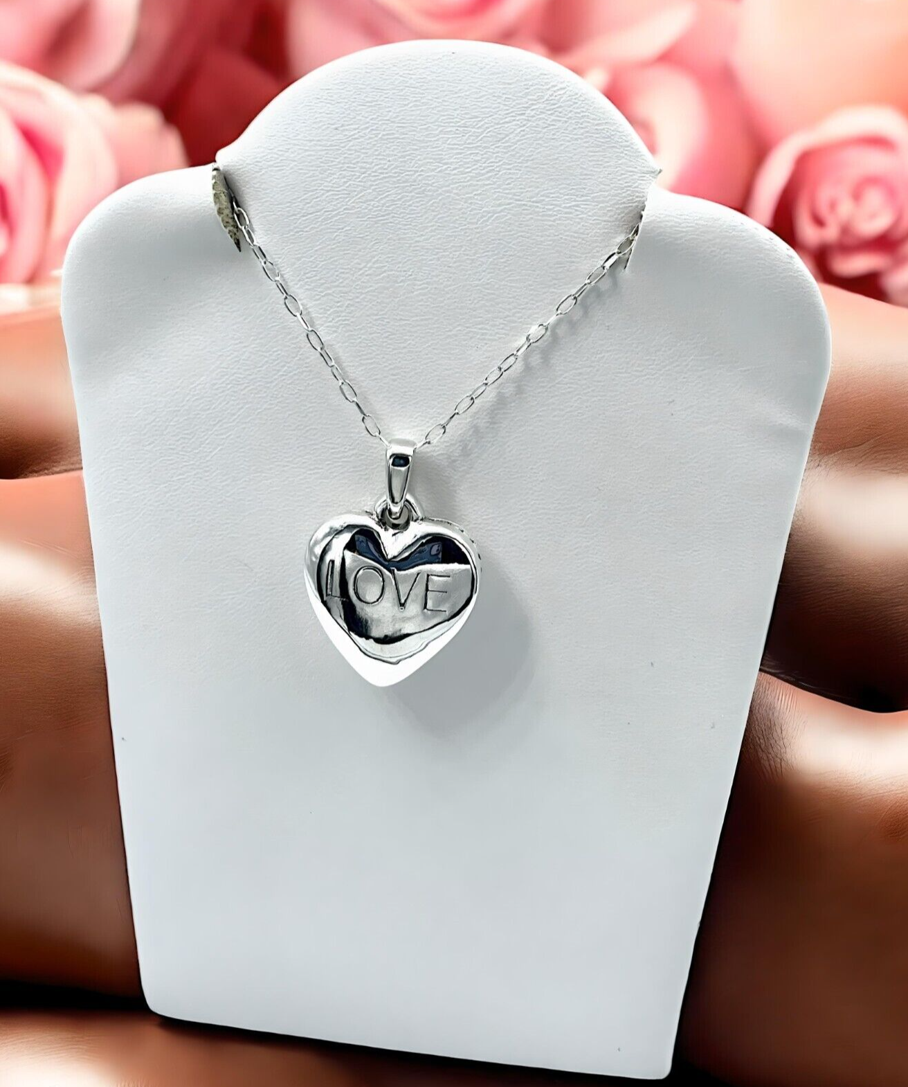 925 STERLING SILVER "LOVE" HEART PENDANT LIGHTWEIGHT, CHAIN SOLD SEPARATELY 1667