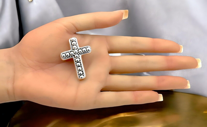 925 STERLING SILVER COBBLESTONE CROSS PENDANT, CHAIN SOLD SEPARATELY 1648