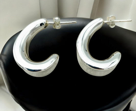 925 STERLING SILVER CLASSIC HUGGIE HOOP EARRINGS PUSH BACK LIGHTWEIGHT 1573