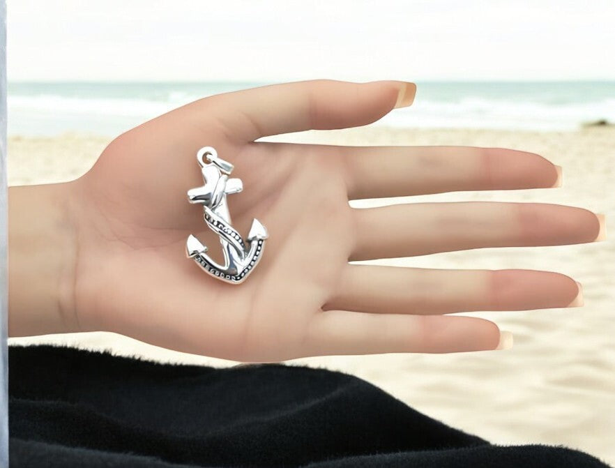 925 Silver Lightweight Anchor Pendant Necklace -  Chain Sold Separate 1465