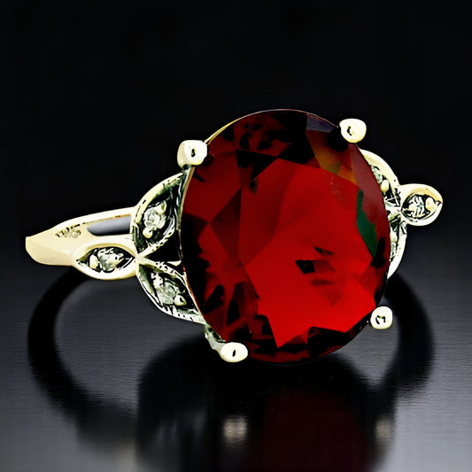 VINTAGE STYLE 925 STERLING SILVER 3.5 CT SIMULATED RUBY FILIGREE RING      #1156