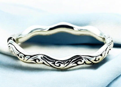925 Sterling Silver Filigree Bangle Bracelet -Lightweight 1470